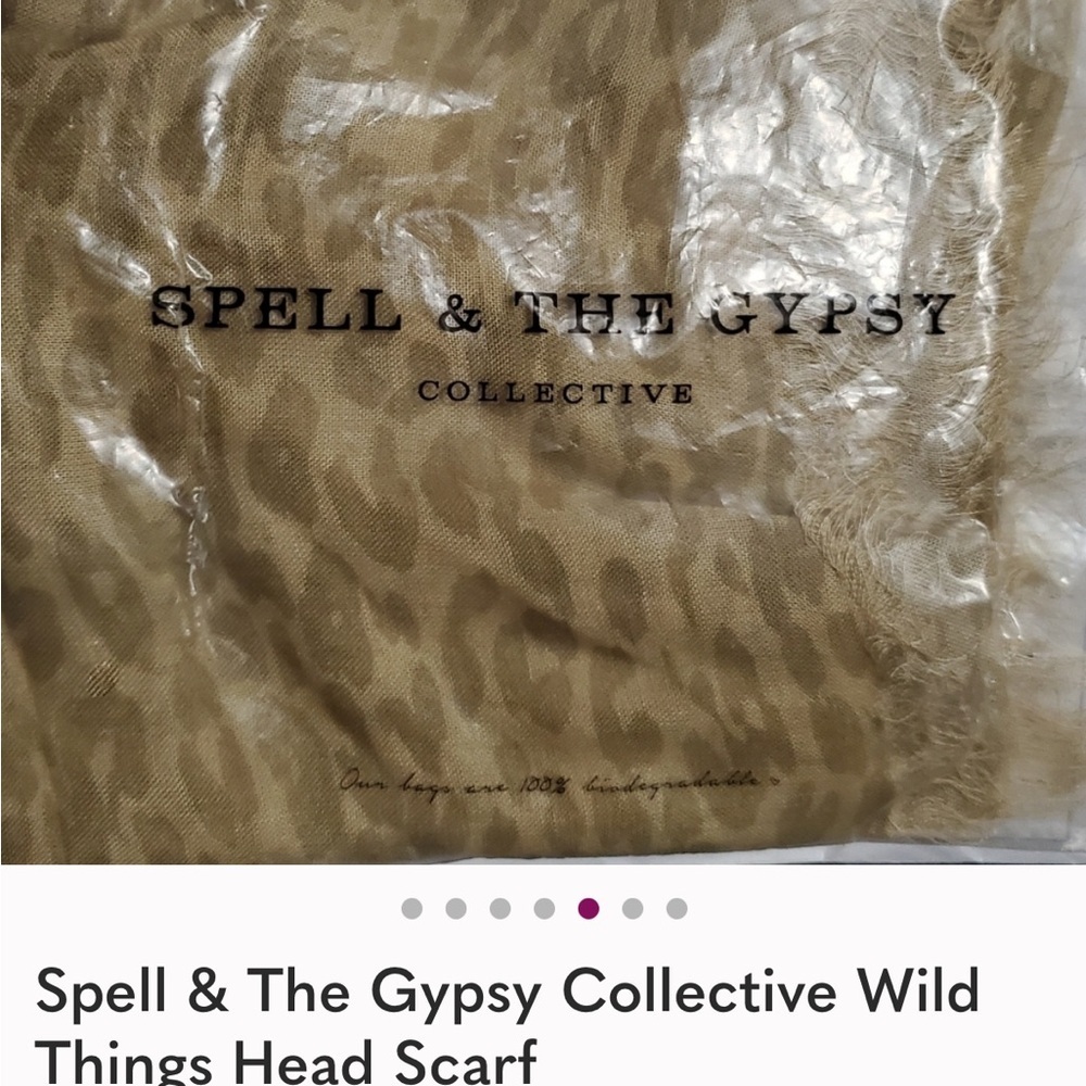 Spell & The Gypsy Collective Wild Things Head Scarf Mustard Leopard Print Boho - Picture 7 of 7